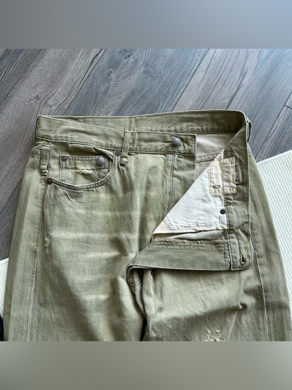 R13 Crossover Distressed Moss Green Jeans - Picture 7 of 14